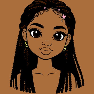 a realistic black girl with braids