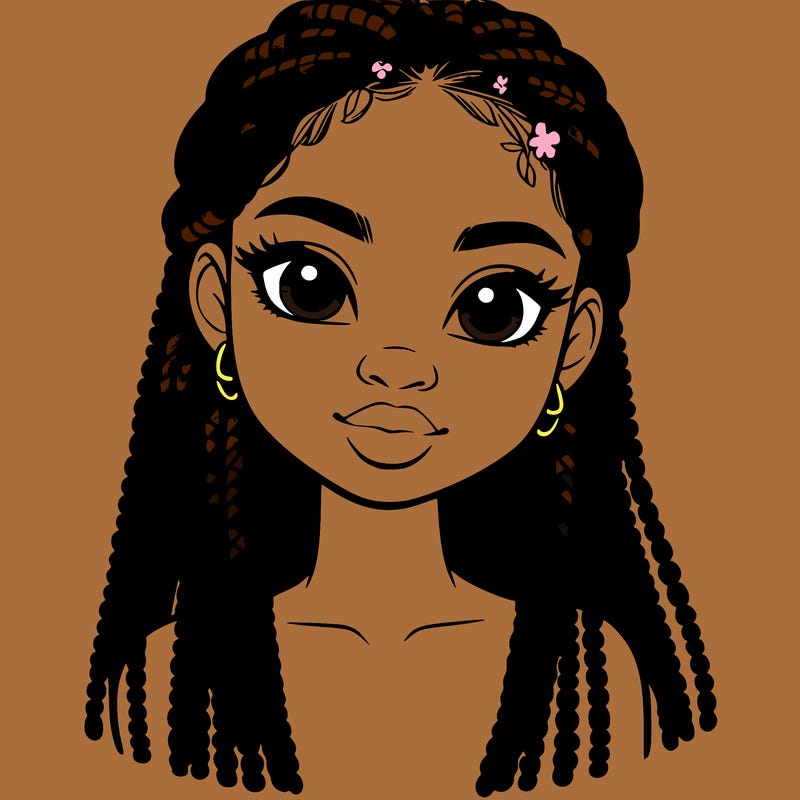 a realistic black girl with braids