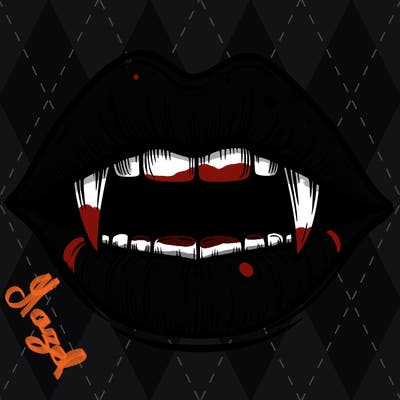 lips with vampire teeth