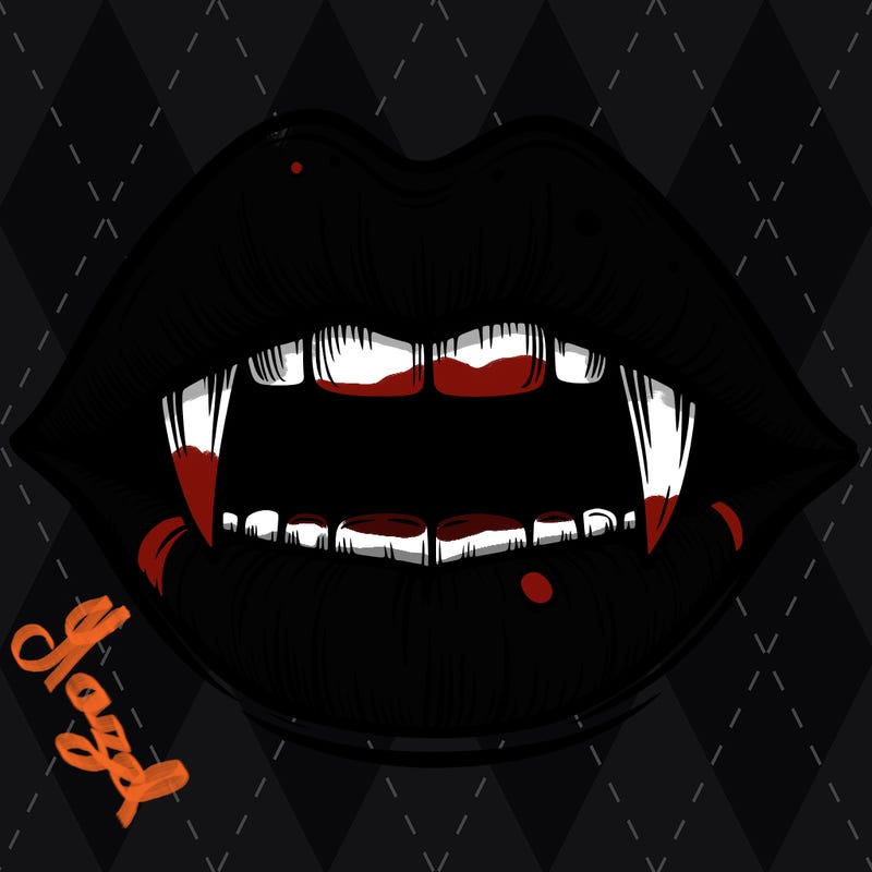 lips with vampire teeth
