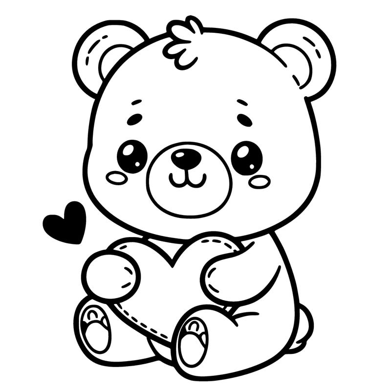 cute bear holding heart