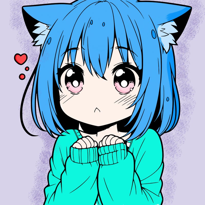 shy anime catgirl