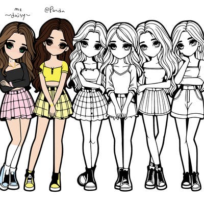 a group of girls realistic