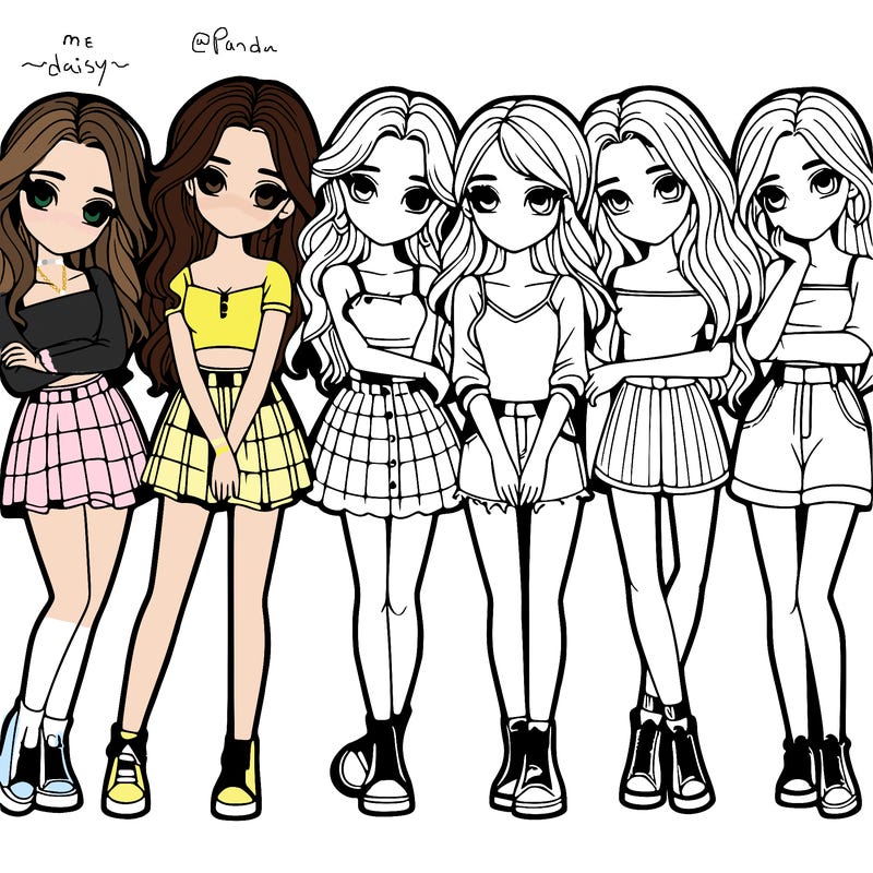 a group of girls realistic