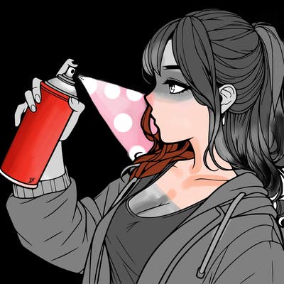 a realistic girl spray, painting