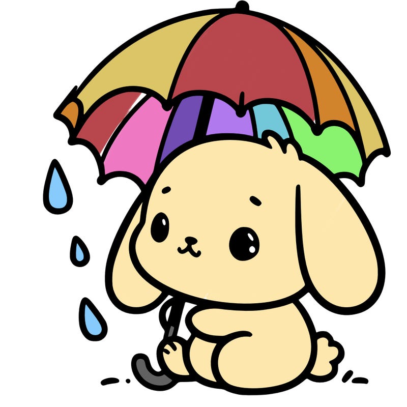 cute bunny with a tiny umbrella