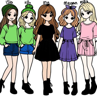 a group of five girls