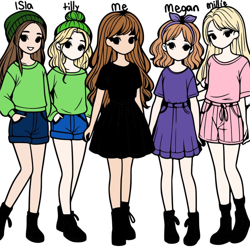 a group of five girls