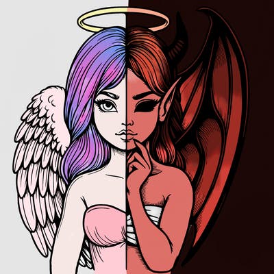 realistic angel half demon