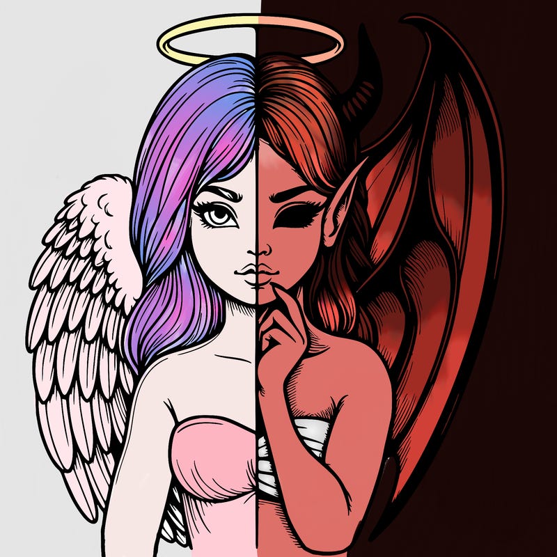 realistic angel half demon