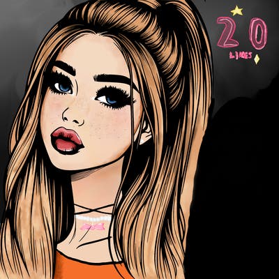 realistic girl with long, high pony hair and lips