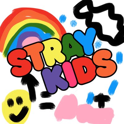 bubble letters saying stray kids
