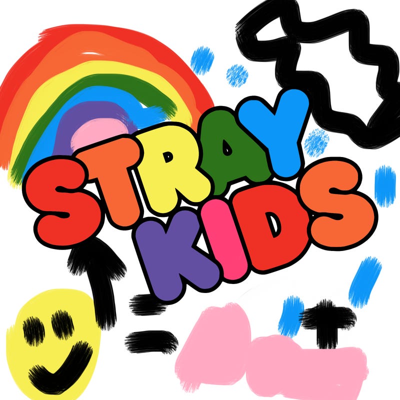 bubble letters saying stray kids