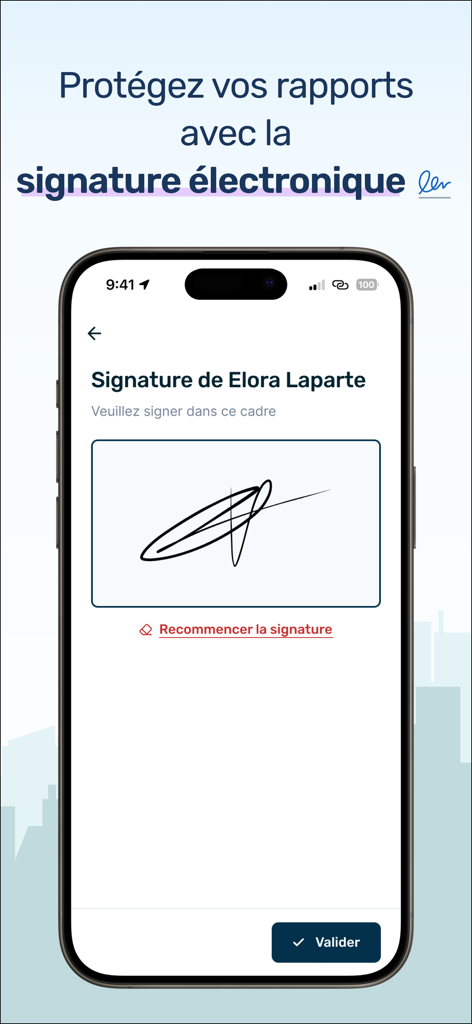 nockee - États des lieux - Smartphone screen showing an electronic signature box for a property rental report