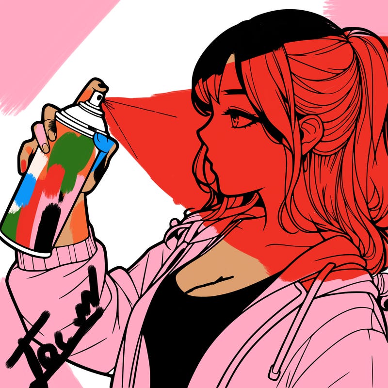 a realistic girl spray, painting