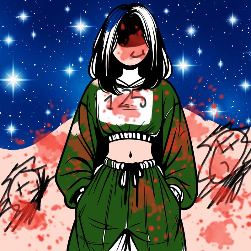 realistic girl faceless with baggy pants and a crop top