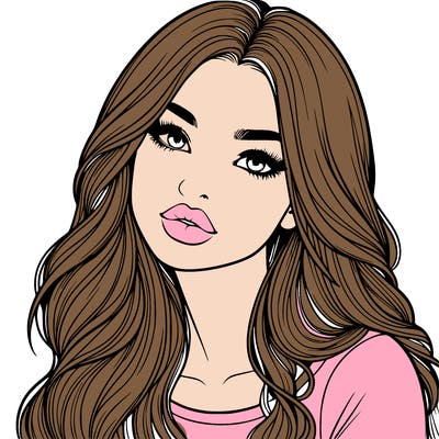 realistic girl with hair on her hair and lips