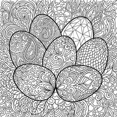 Discover a unique blend of prehistoric wonder and meditative artistry with our Zentangle Dinosaur Eggs coloring page. Each fossilized egg is adorned with dense, intricate patterns, offering a captivating coloring experience.