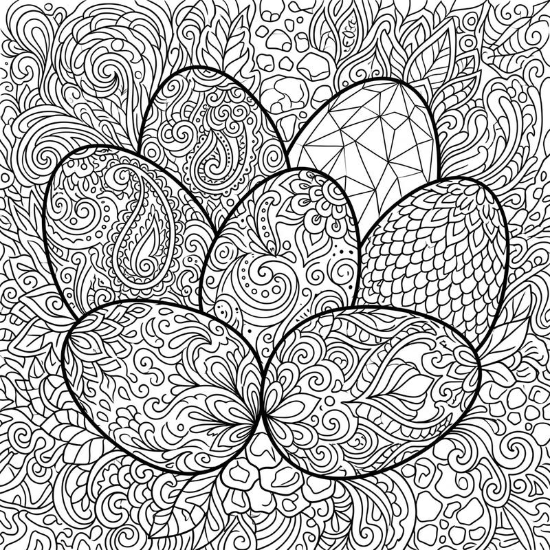 Discover a unique blend of prehistoric wonder and meditative artistry with our Zentangle Dinosaur Eggs coloring page. Each fossilized egg is adorned with dense, intricate patterns, offering a captivating coloring experience.