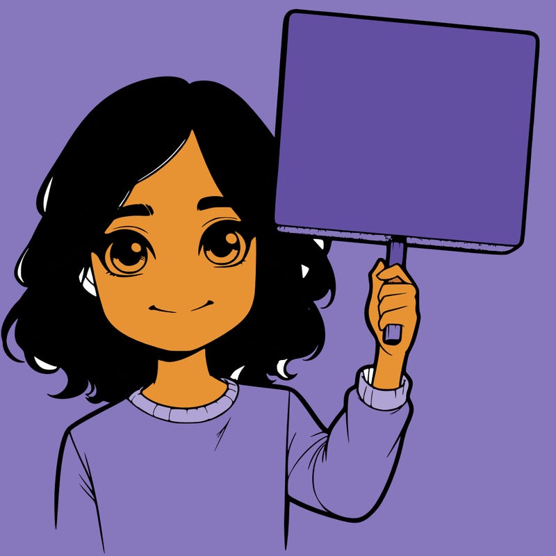 realistic girl holding up a sign