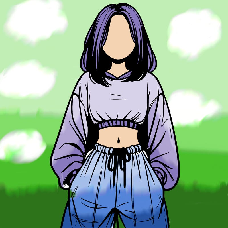 realistic girl faceless with baggy pants and a crop top