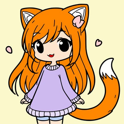 girl with cat ears and tail