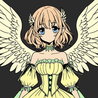 manga woman with large wings