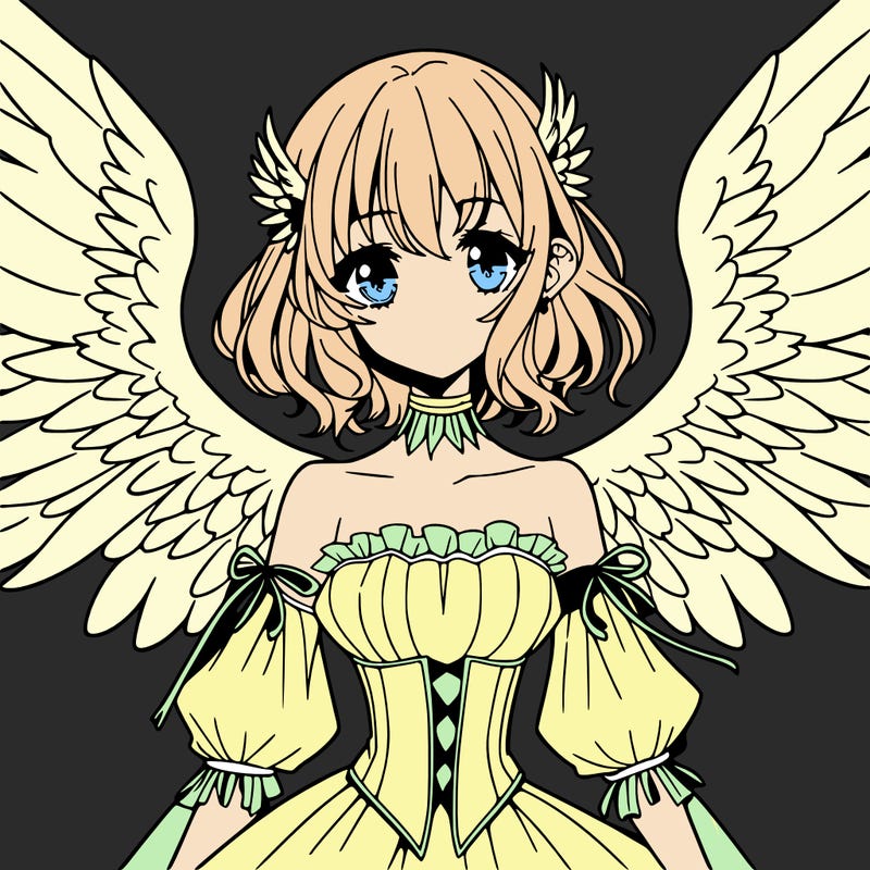 manga woman with large wings