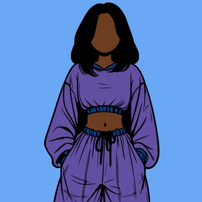 realistic girl faceless with baggy pants and a crop top