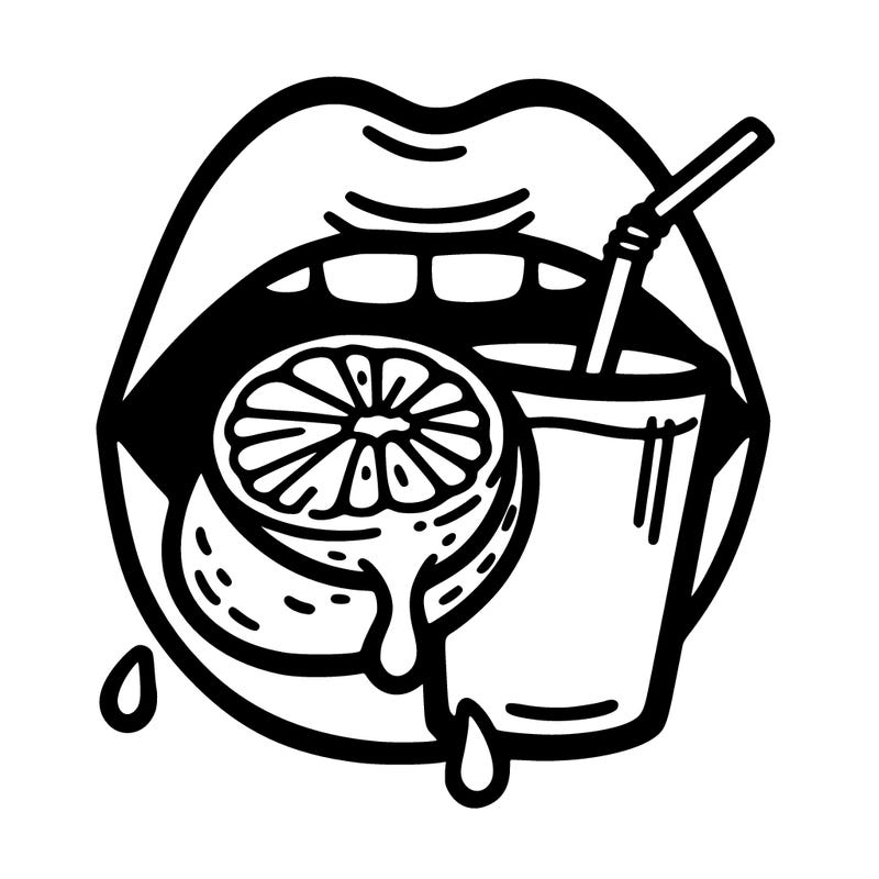 mouth with a lime in its mouth with a little bit of juice dripping