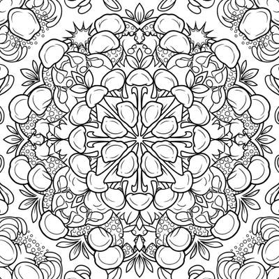 Indulge in a unique coloring experience with this Gnocchi Pop Art Mandala, combining culinary delight with vibrant artistic flair. Its intricate design offers a relaxing and creatively stimulating activity for all ages.