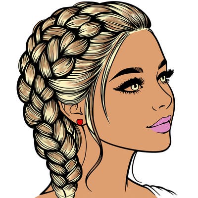 realistic woman with french braided hair