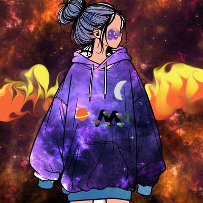 realistic girl with a oversized sweatshirt on and a bun
