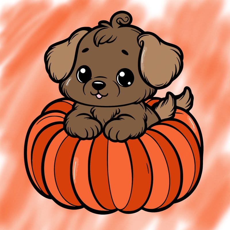 cute little puppy in a pumpkin