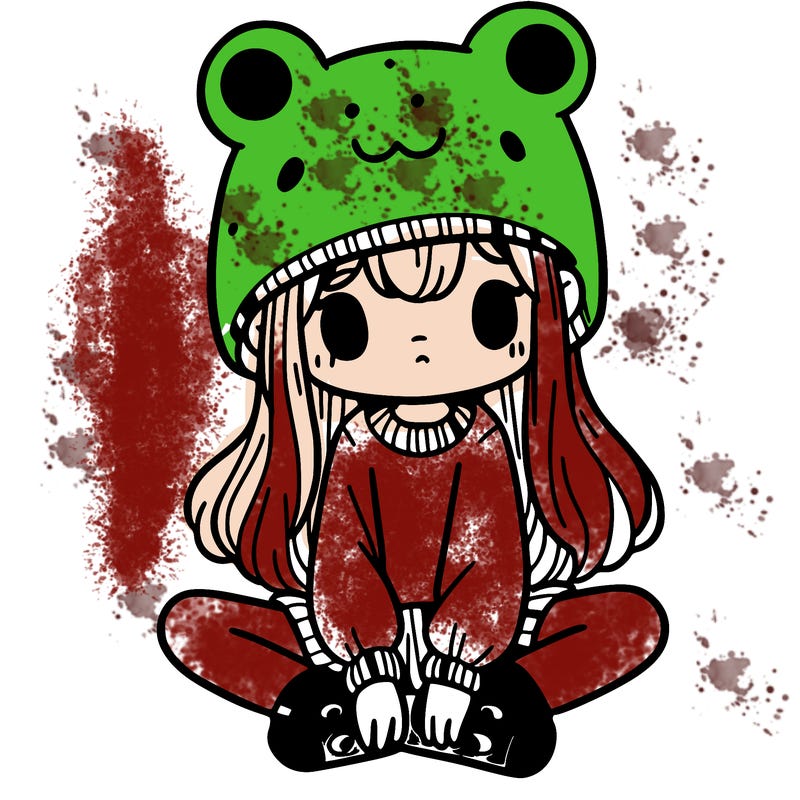 a girl wearing a frog hat and some frog socks