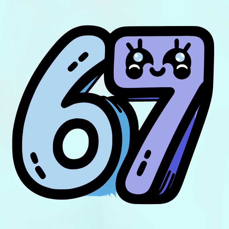 the numbers 67