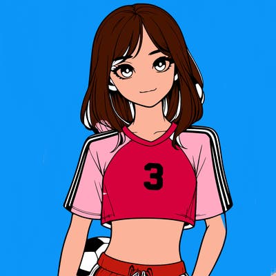 realistic girl wearing soccer jersey