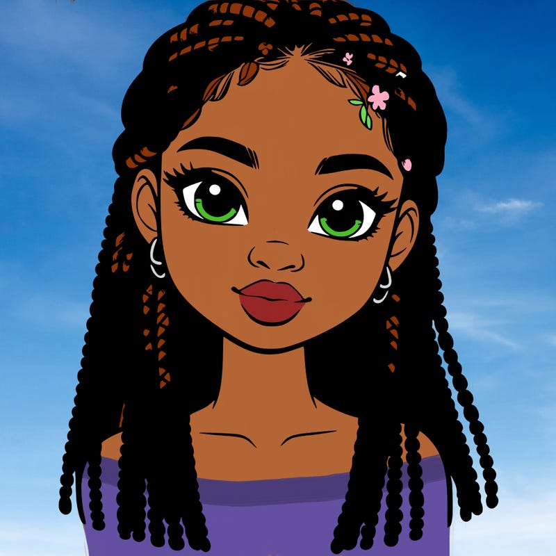 a realistic black girl with braids