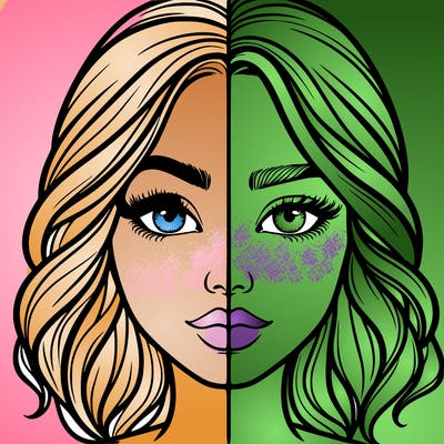 realistic girl split half