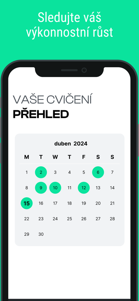 Kini - A minimalist workout tracking calendar in the Kini health app showing completed training days.