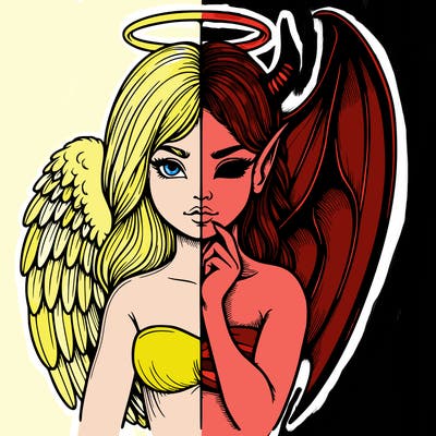 realistic angel half demon