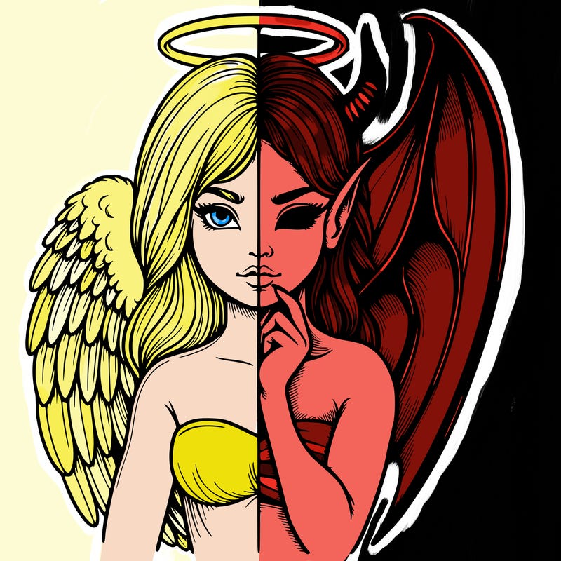 realistic angel half demon