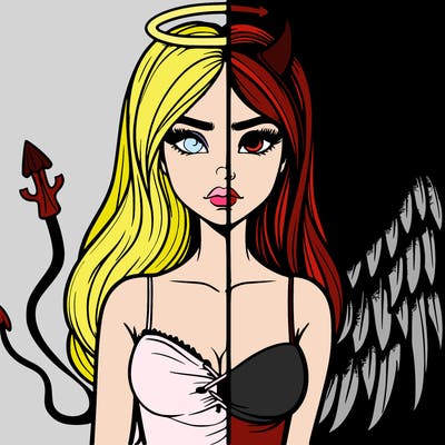devil vs angel realistic girl