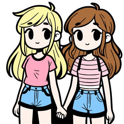 two teenage girls holding hands