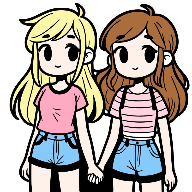 two teenage girls holding hands