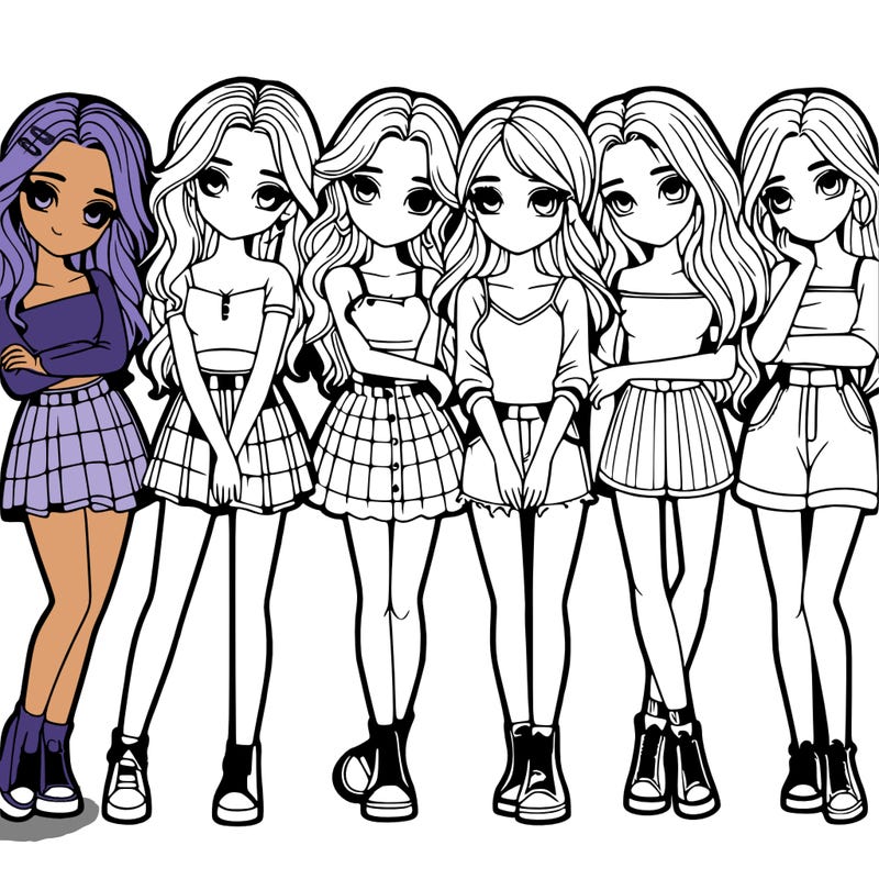 a group of girls realistic