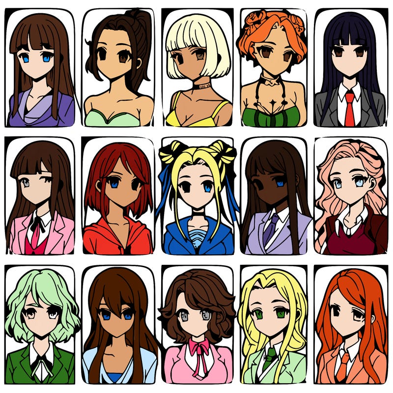 girls that look diffrent anime