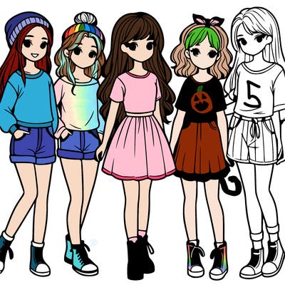 a group of five girls