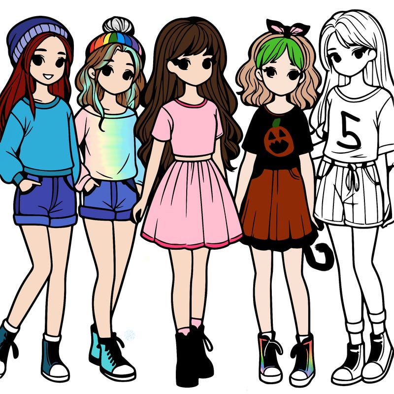 a group of five girls