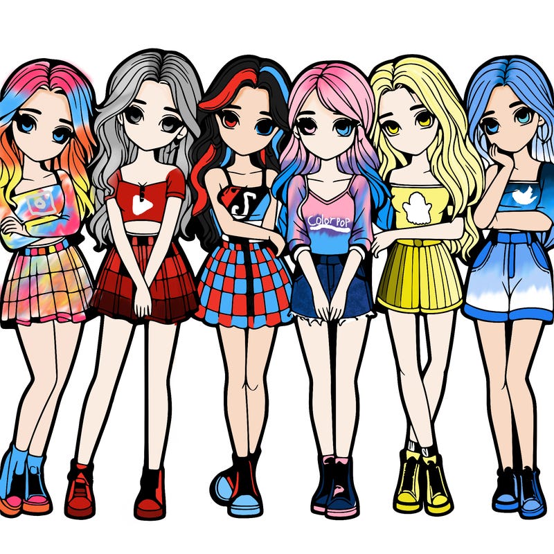 a group of girls realistic